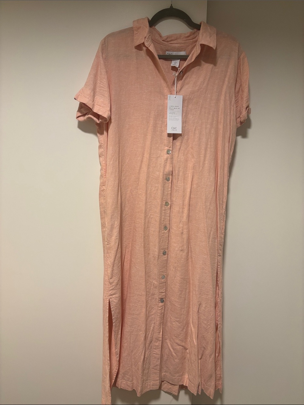 C&C California Peach Button-Front Maxi Dress